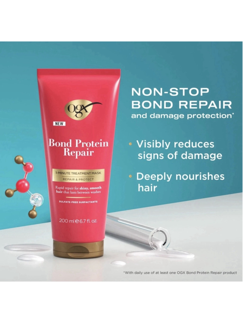 OGX Bond Protein Repair 1 Minute Treatment Mask for Damaged Hair 6.7 oz X 3 NEW - Picture 3 of 3